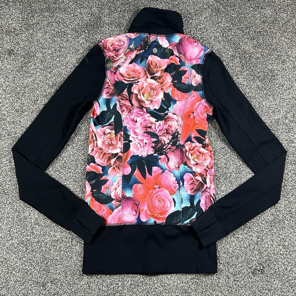 Lululemon Asana Secret Garden Jacket Womens 2 Floral Full Zip Athleisure Workout - Picture 2 of 12
